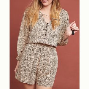 Anthropologie Beach Gold Chelsea Romper Tan Black